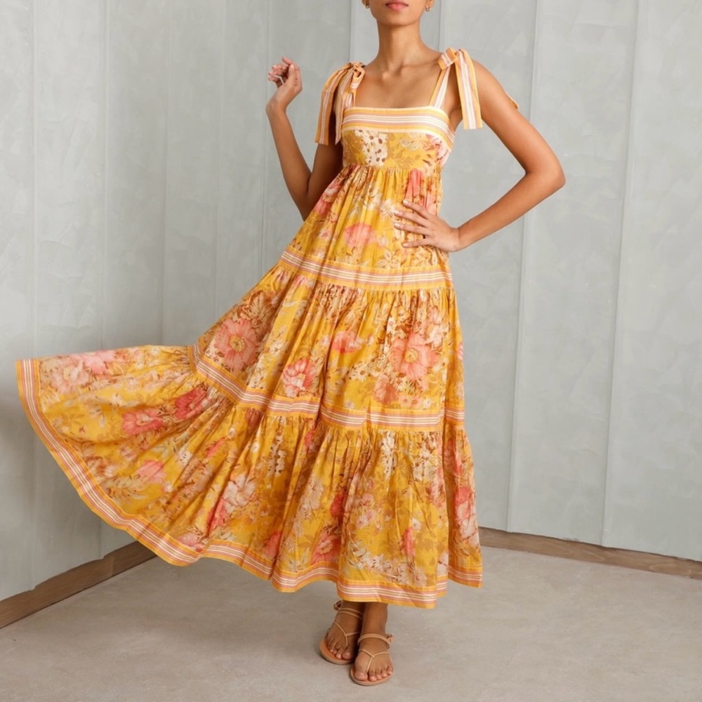Zimmerman🌺 The Pattie Midi Dress in Bright Florals. Zimm Sz. 2= US 6/8